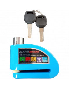 CANDADO PARA DISCO CON ALARMA IMPERMEABLE AZUL