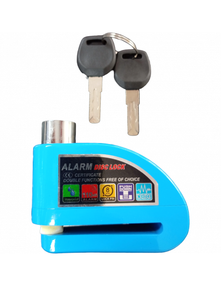 CANDADO PARA DISCO CON ALARMA IMPERMEABLE AZUL