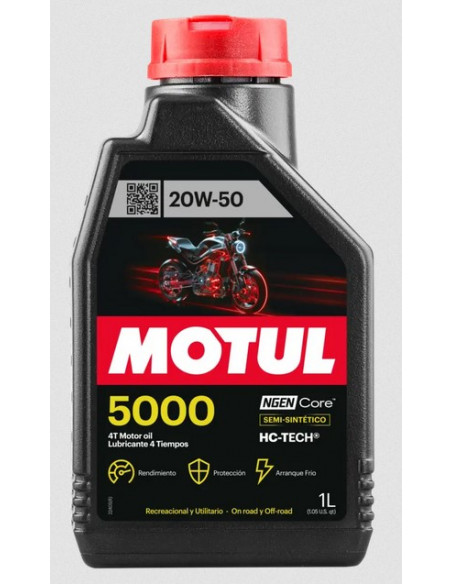 ACEITE 4T 20W50 5000 SEMI SINTETICO LT MOTUL